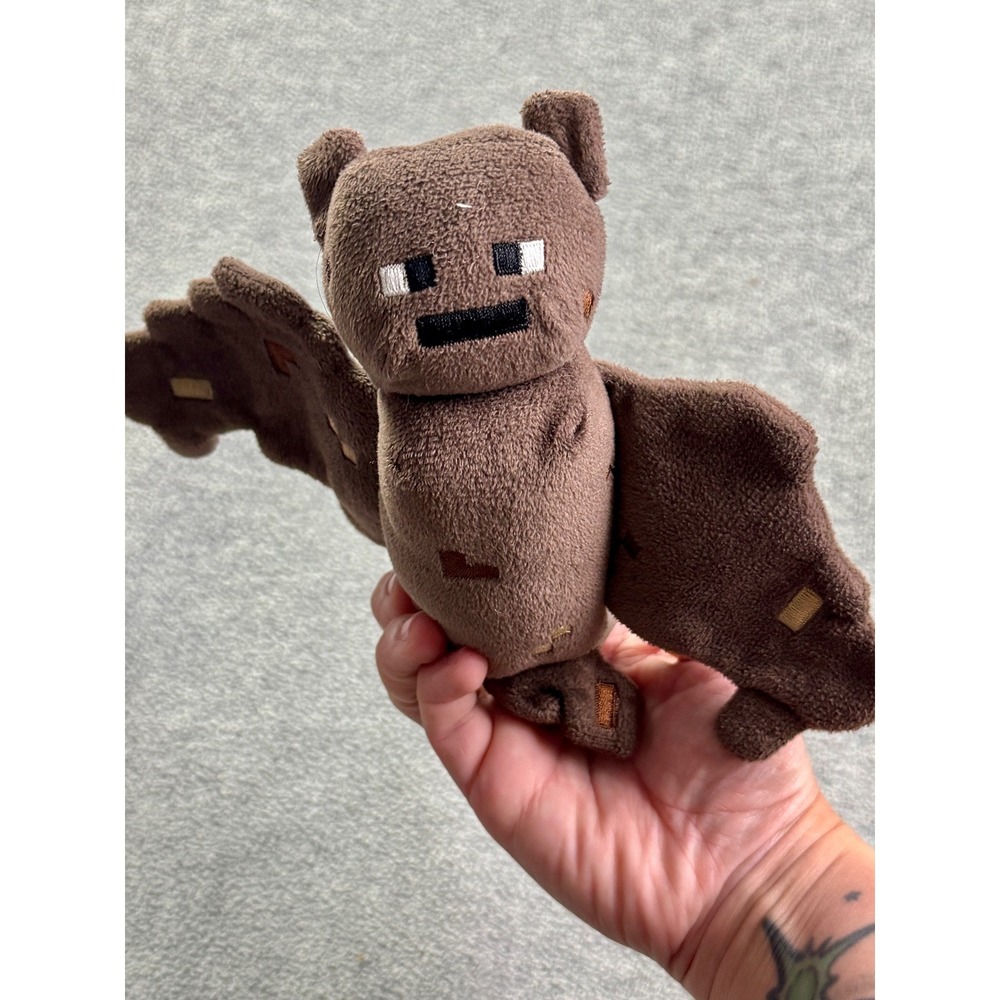 Minecraft Bat Plush 7 Inch Brown Pixelated Mob Toy Mojang 2014 Collectible
